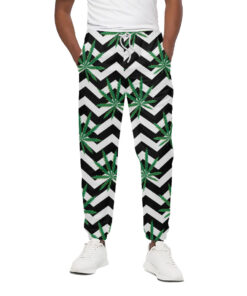Zigzag Weed Pattern Print Cotton Sweatpants