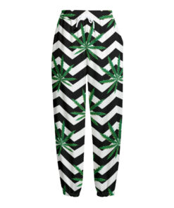 Zigzag Weed Pattern Print Fleece Lined Knit Pants