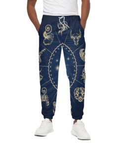 Zodiac Astrology Symbols Print Cotton Sweatpants