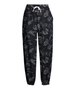 Zodiac Constellation Pattern Print Fleece Lined Knit Pants