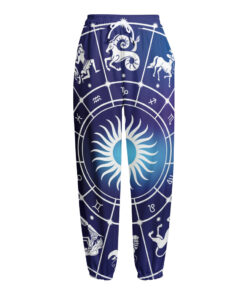 Zodiac Horoscopes Print Fleece Lined Knit Pants