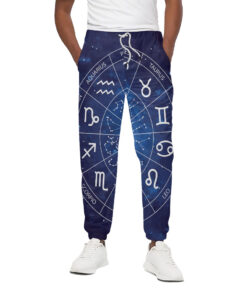 Zodiac Signs Wheel Print Cotton Sweatpants