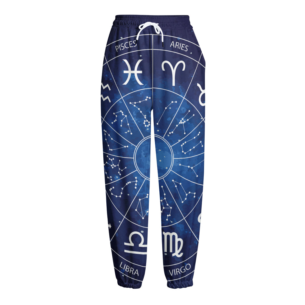 Zodiac Signs Wheel Print Fleece Lined Knit Pants Zodiac Signs Wheel Print Fleece Lined Knit Pants