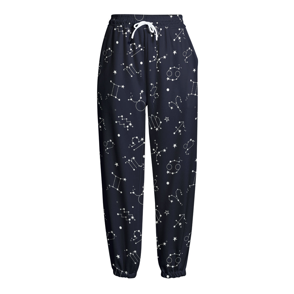 Zodiac Star Signs Pattern Print Fleece Lined Knit Pants Zodiac Star Signs Pattern Print Fleece Lined Knit Pants