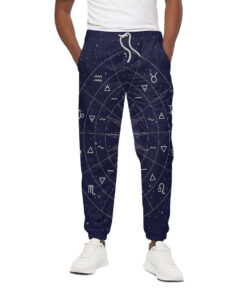 Zodiac Symbols Circle Print Cotton Sweatpants