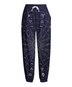 Zodiac Symbols Circle Print Fleece Lined Knit Pants