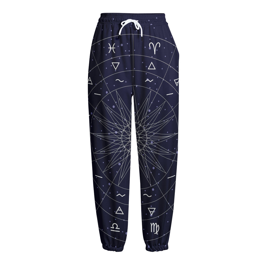 Zodiac Symbols Circle Print Fleece Lined Knit Pants Zodiac Symbols Circle Print Fleece Lined Knit Pants