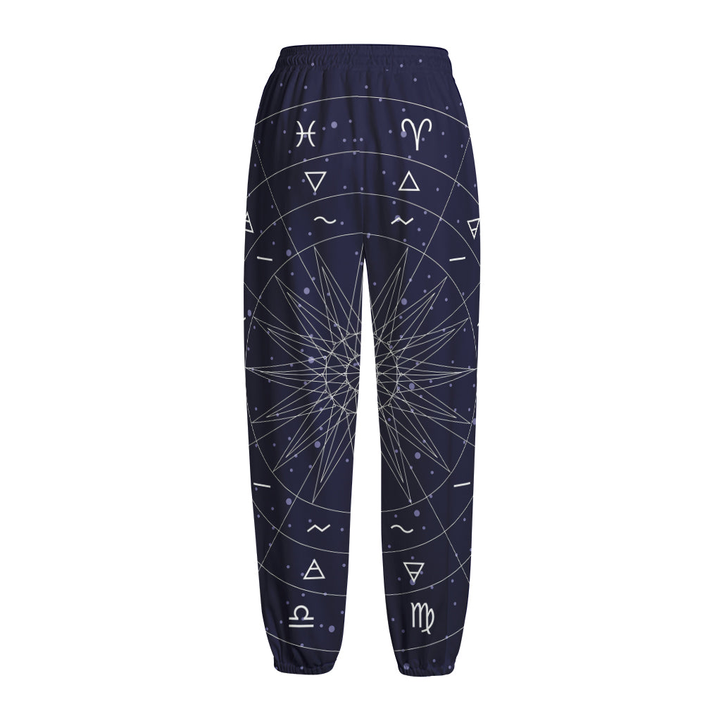 Zodiac Symbols Circle Print Fleece Lined Knit Pants Zodiac Symbols Circle Print Fleece Lined Knit Pants