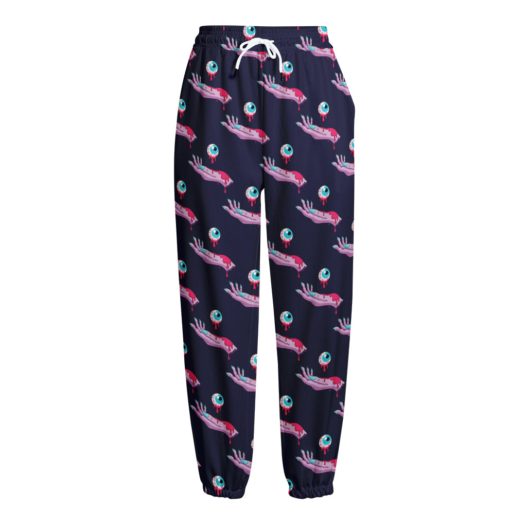 Zombie Eyeball Pattern Print Fleece Lined Knit Pants Zombie Eyeball Pattern Print Fleece Lined Knit Pants