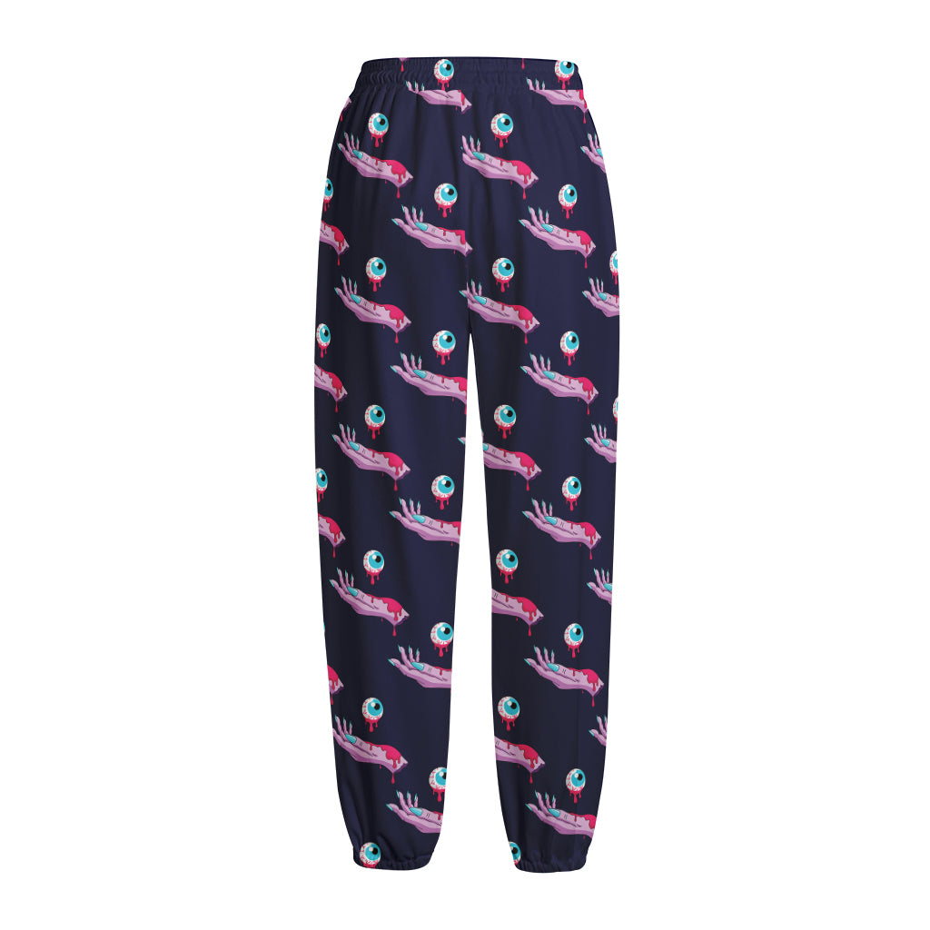 Zombie Eyeball Pattern Print Fleece Lined Knit Pants Zombie Eyeball Pattern Print Fleece Lined Knit Pants