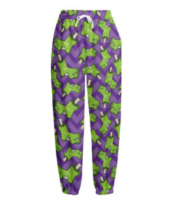 Zombie Foot Pattern Print Fleece Lined Knit Pants