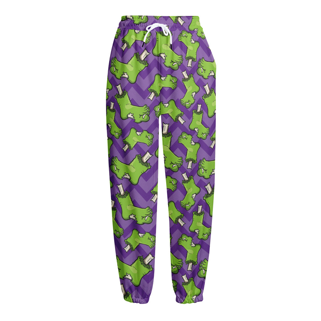 Zombie Foot Pattern Print Fleece Lined Knit Pants Zombie Foot Pattern Print Fleece Lined Knit Pants