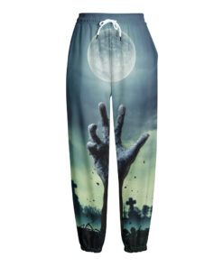 Zombie Hand Rising From Grave Print Fleece Lined Knit Pants
