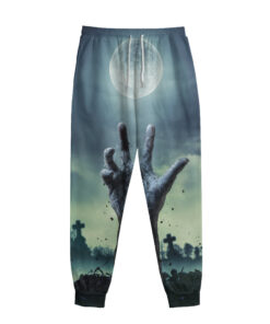 Zombie Hand Rising From Grave Print Sweatpants